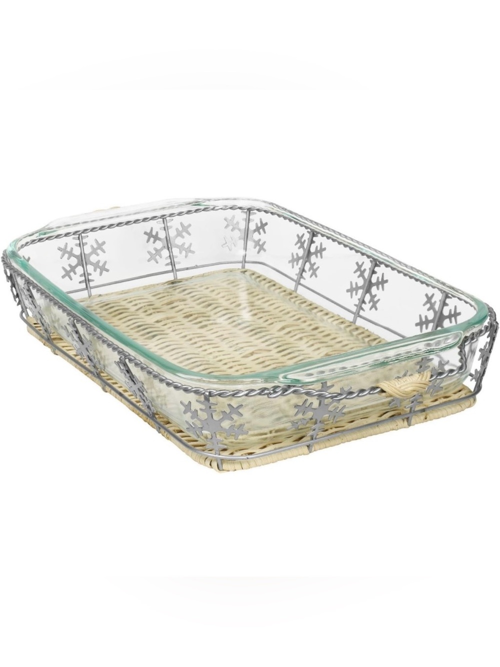 NIB 2003 Pyrex Serveware 2 PC Basket/Dish Limited Edition Snowflake Set!
